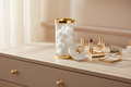 Glass Jar with Marble Lid and Clear Ball Knob