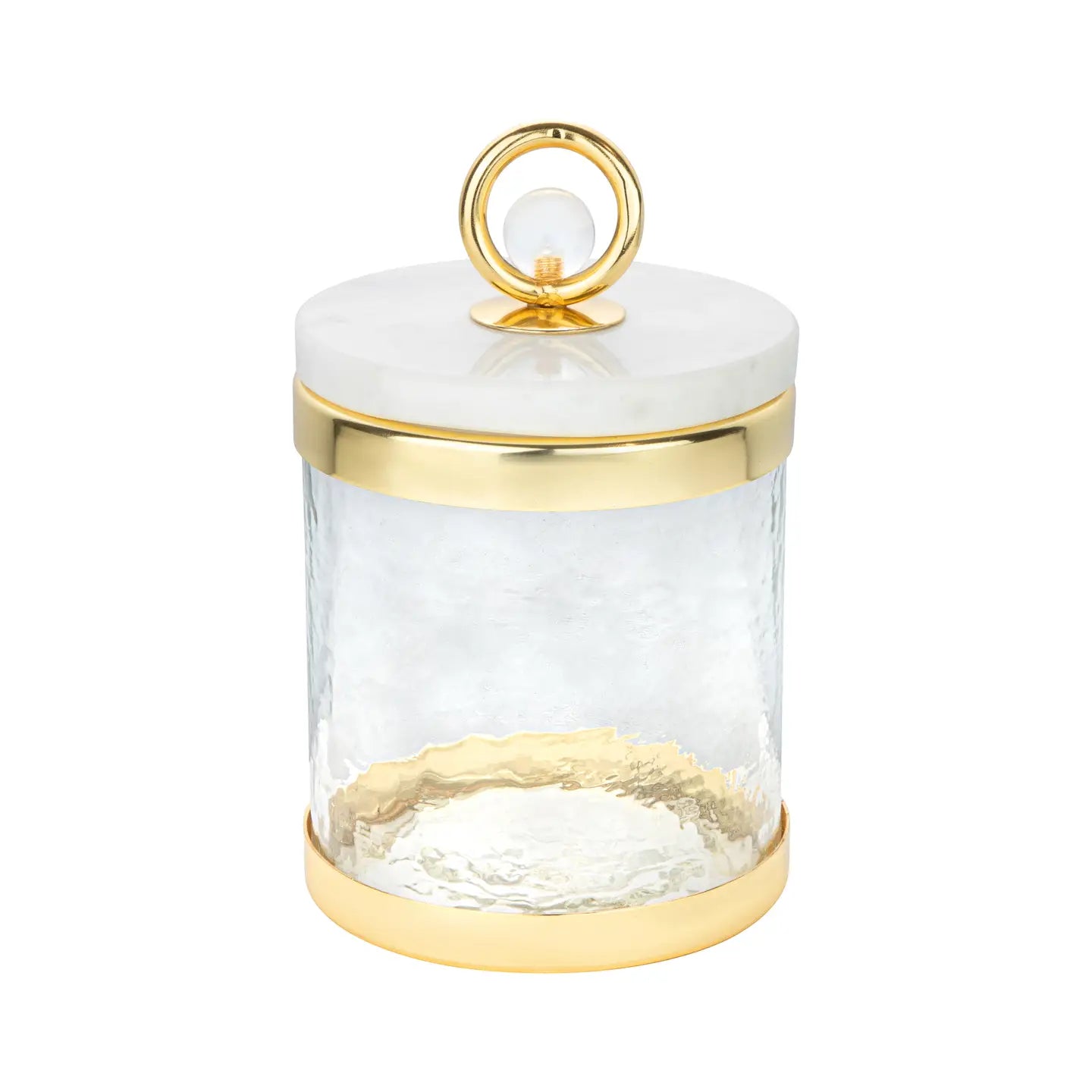Glass Jar with Marble Lid and Clear Ball Knob (3 Sizes)