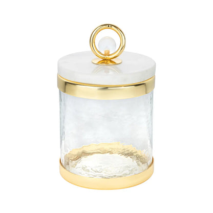 Glass Jar with Marble Lid and Clear Ball Knob (3 Sizes)