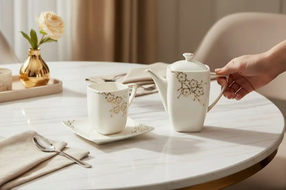 Milk Dispenser with Gold Floral Artwork Design and Handle