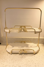 Marble gold two tier display stand | Elegant home decor UK