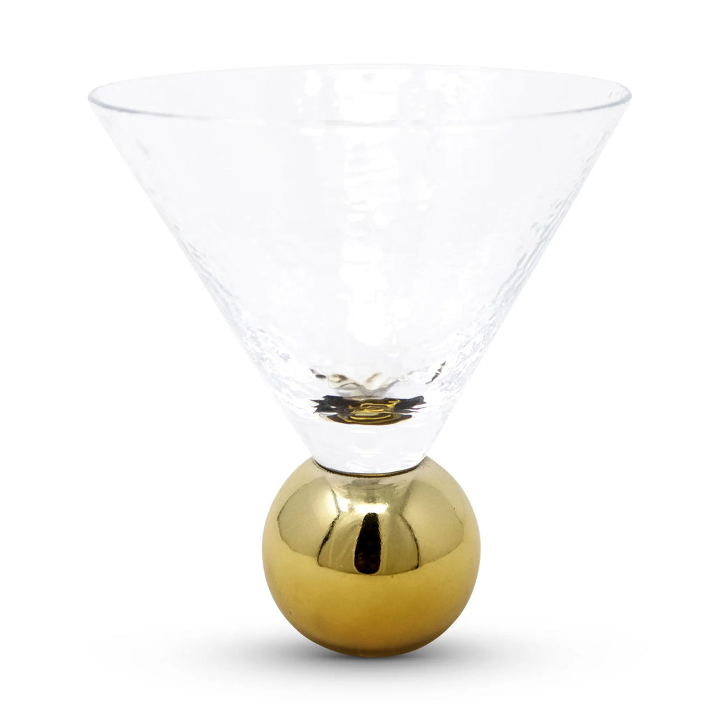Set of 6 Hammered Dessert Glasses On Gold Ball Pedestal