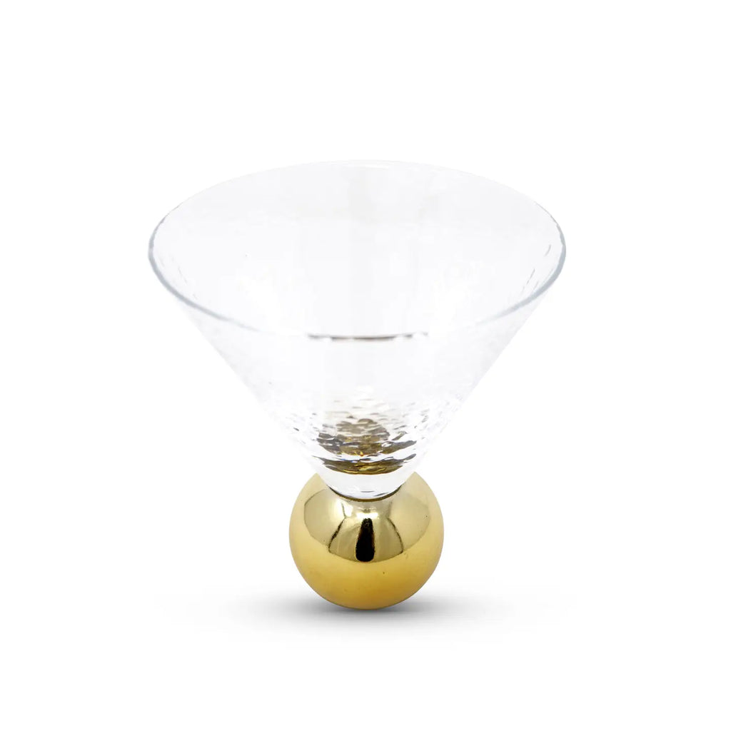 Set of 6 Hammered Dessert Glasses On Gold Ball Pedestal