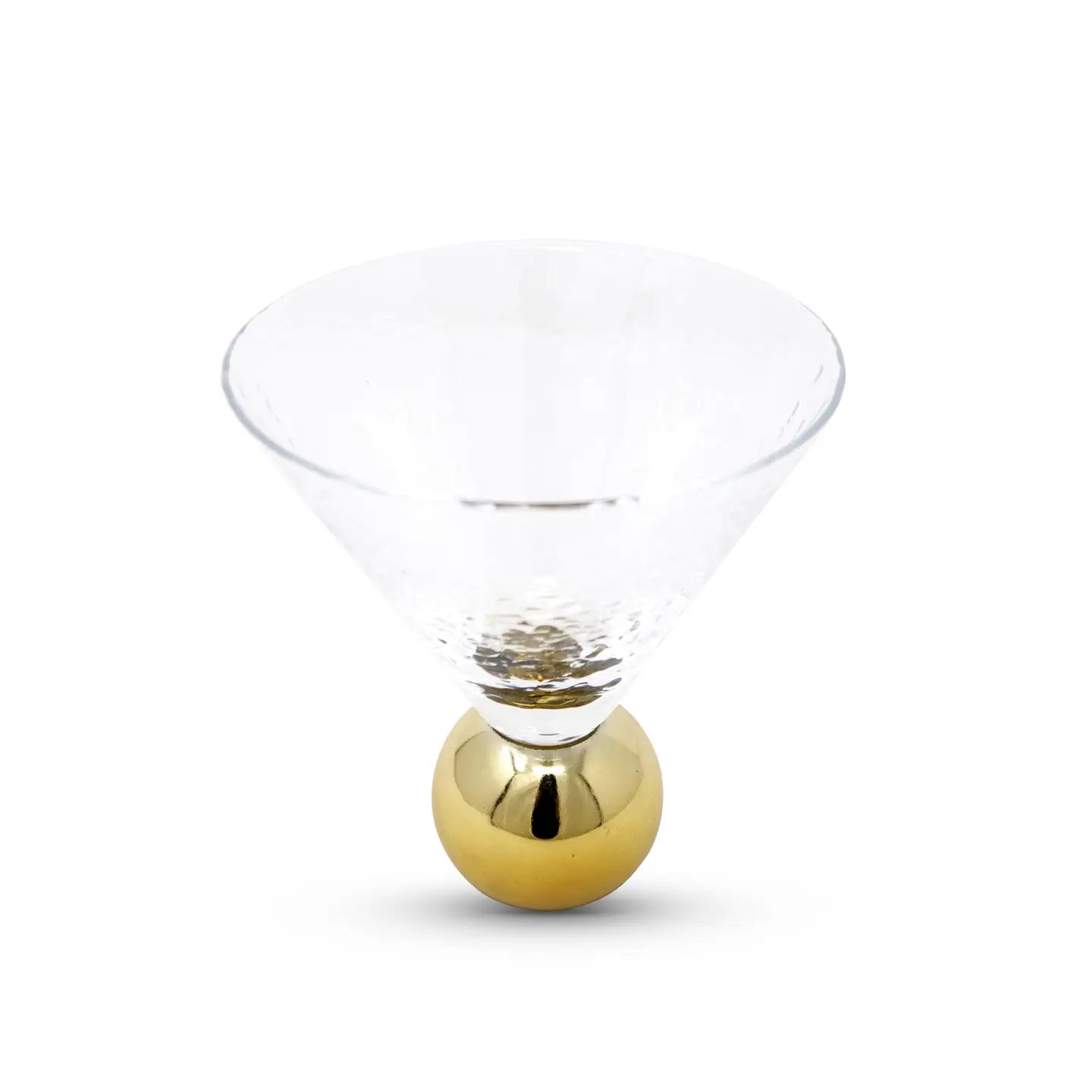 Set of 6 Hammered Dessert Glasses On Gold Ball Pedestal
