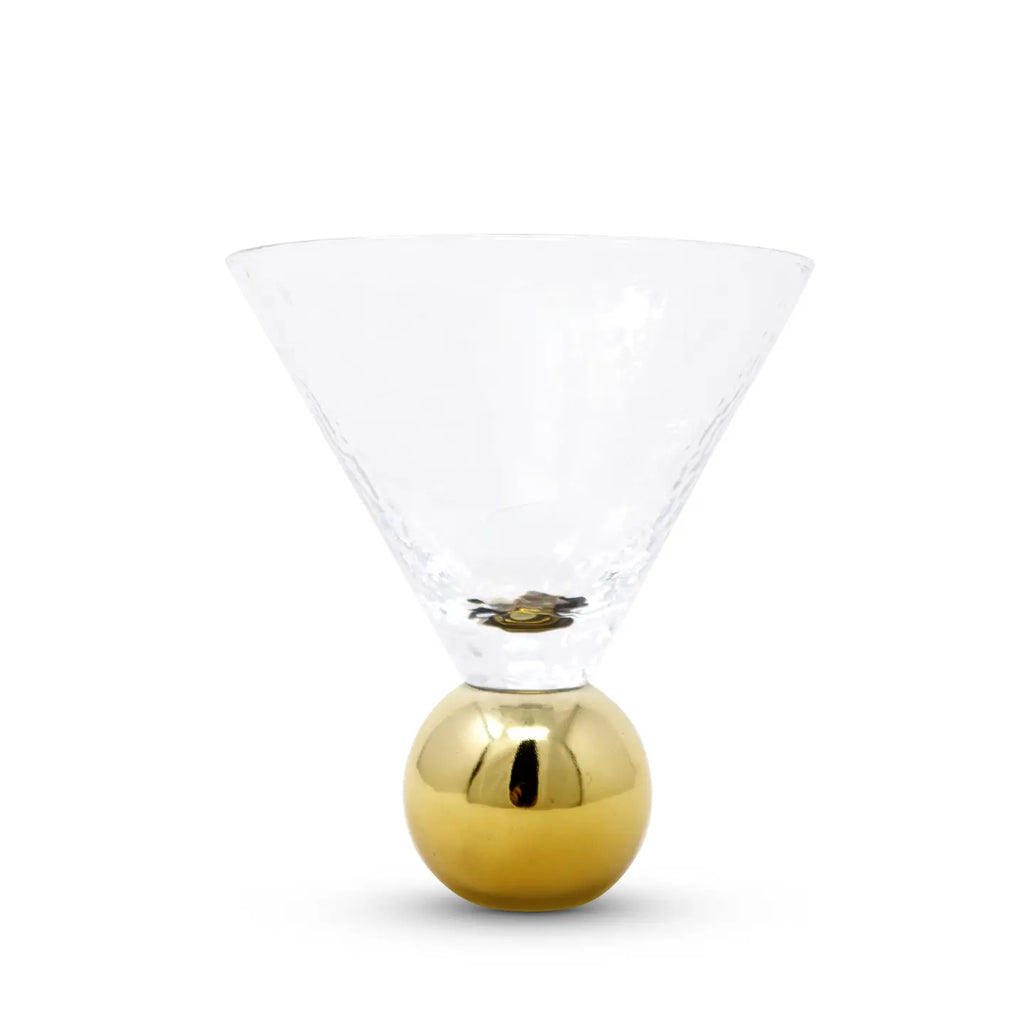 Set of 6 Hammered Dessert Glasses On Gold Ball Pedestal