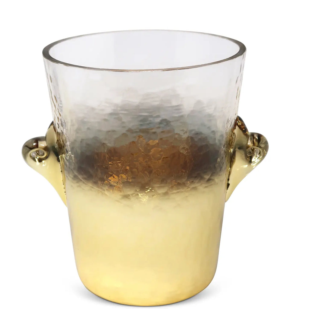 Glass Ice Bucket Vase with Ombre Gold Design