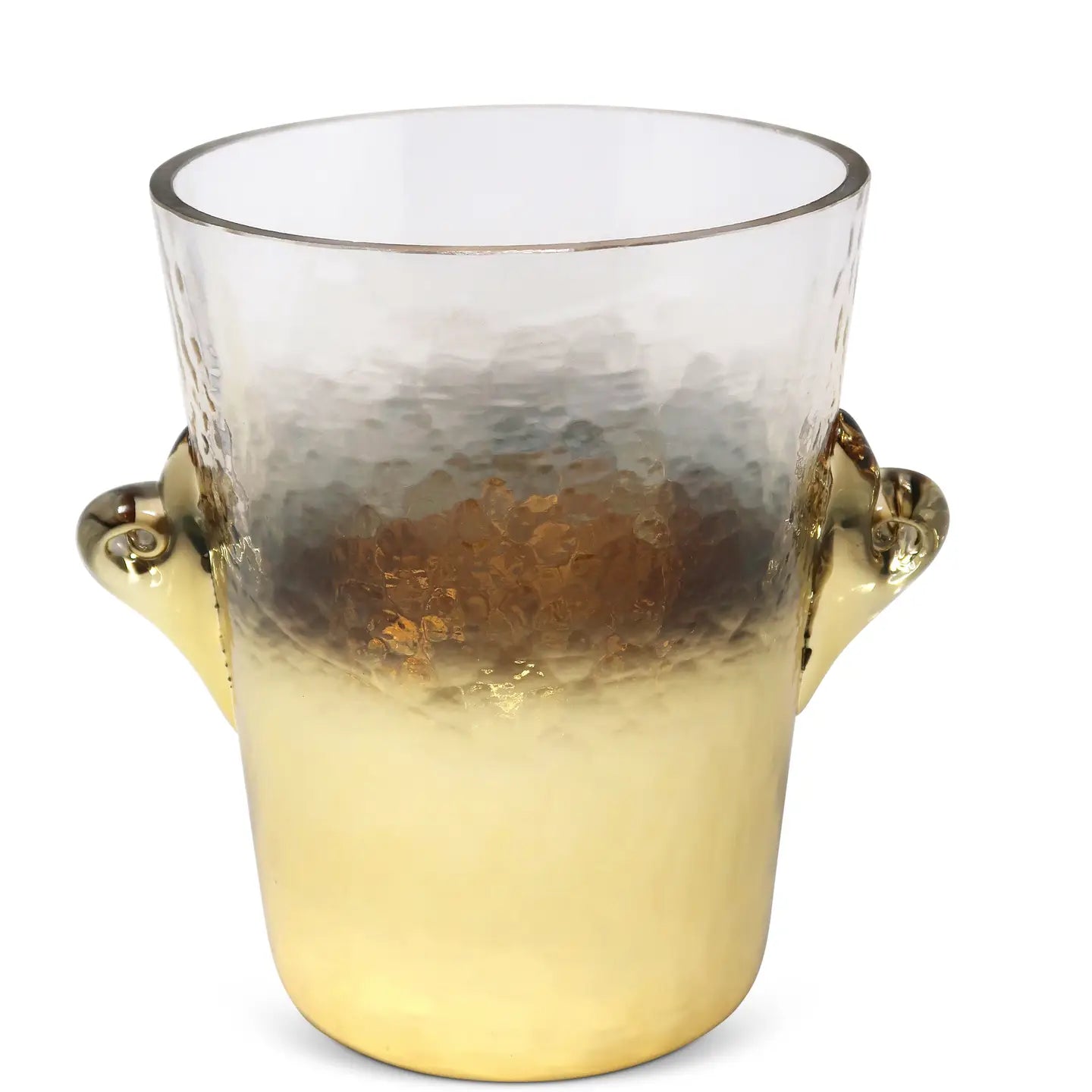 Glass Ice Bucket Vase with Ombre Gold Design