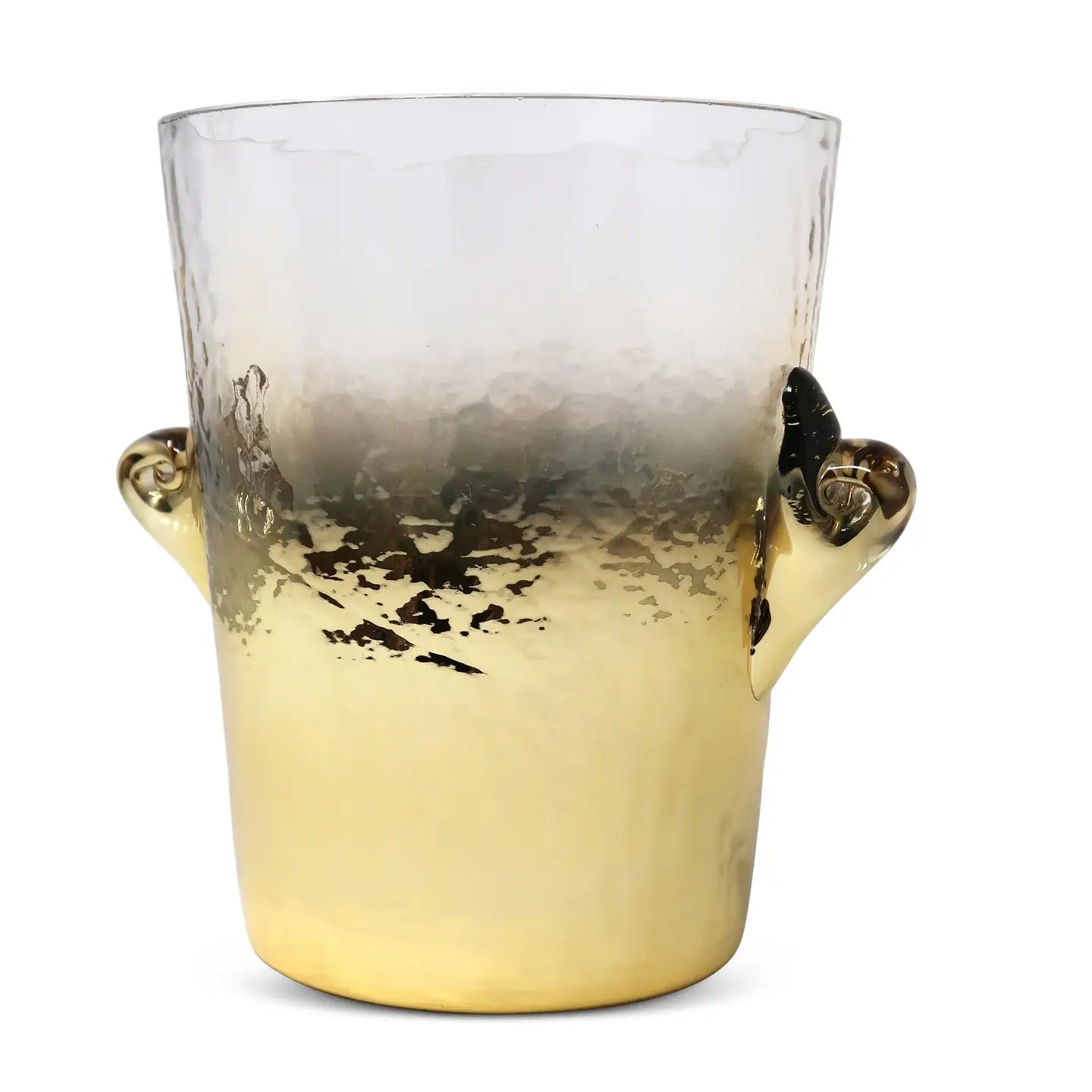 Glass Ice Bucket Vase with Ombre Gold Design