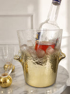 Glass Ice Bucket Vase with Ombre Gold Design
