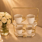 Two tier marble and gold cake stand tray leaf design | Luxury cake stand UK