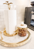 Stainless steel paper towel holder with gold leaf design | Kitchen roll holder UK