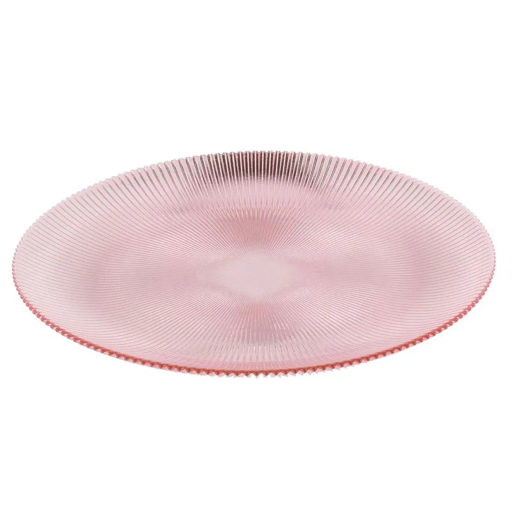 Set of 4 Ribbed Glass Charger Plates