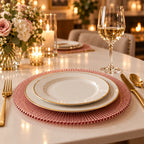 Set of 4 Ribbed Glass Charger Plates - High Class Touch