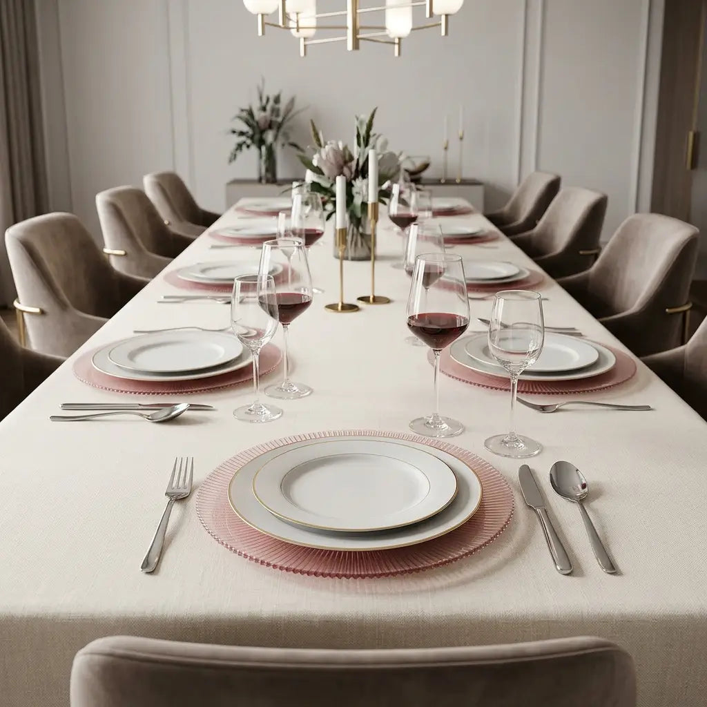 Set of 4 Ribbed Glass Charger Plates