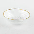 Gold Beaded Ribbed Glass Dessert Bowl 5"D