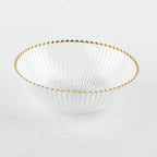 Gold Beaded Ribbed Glass Dessert Bowl - High Class Touch