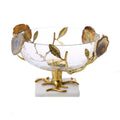Glass Salad Bowl with Gold Leaf-Agate Stone Design