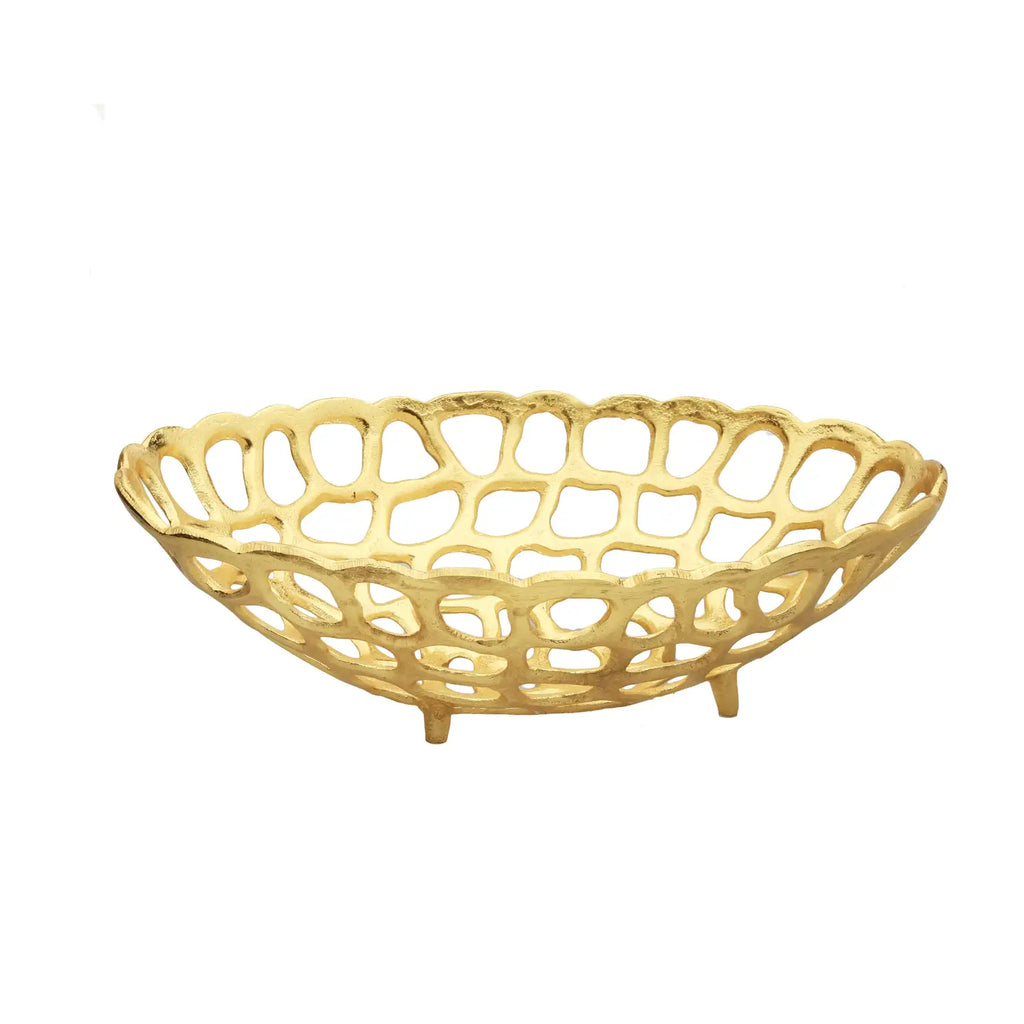 Large Gold Oval Looped Bread or Fruit Basket