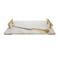 White Marble Tray - Gold Asparagus Handles