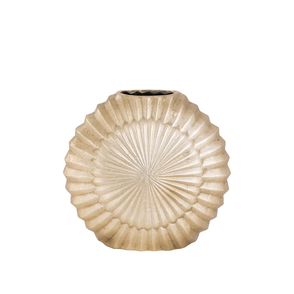 Gold Metal Vase with Embossed Design - High Class Touch