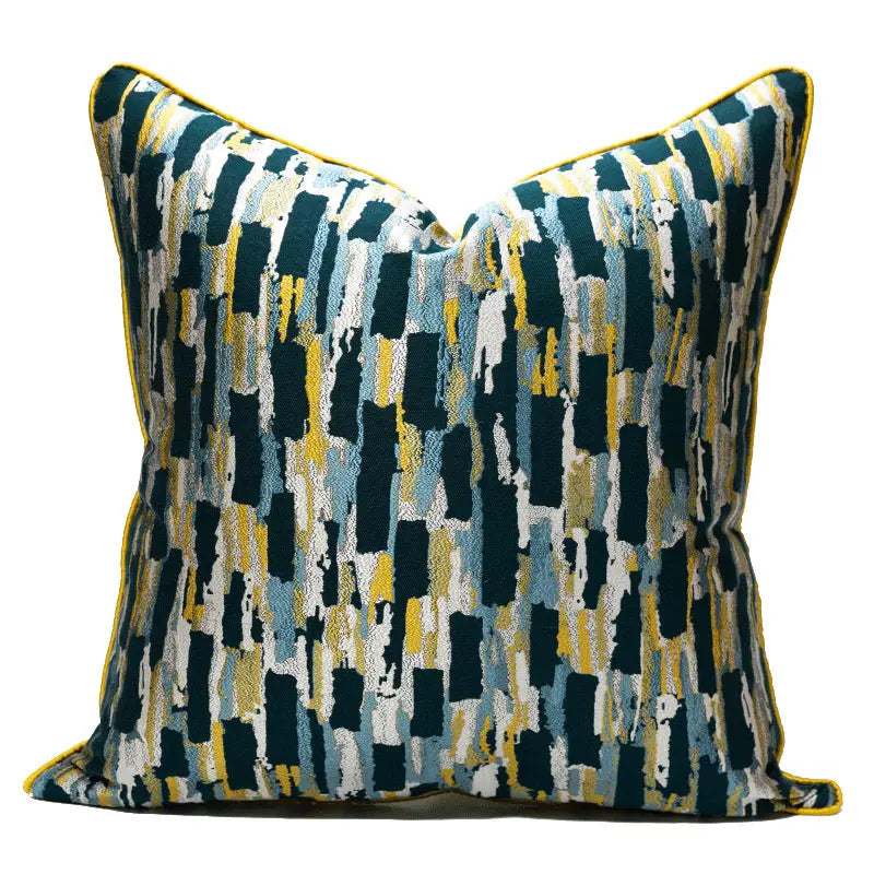 Green, Yellow and Silver Design Cushion Cover