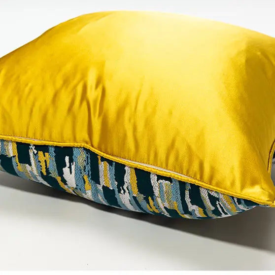 Green, Yellow and Silver Design Cushion Cover