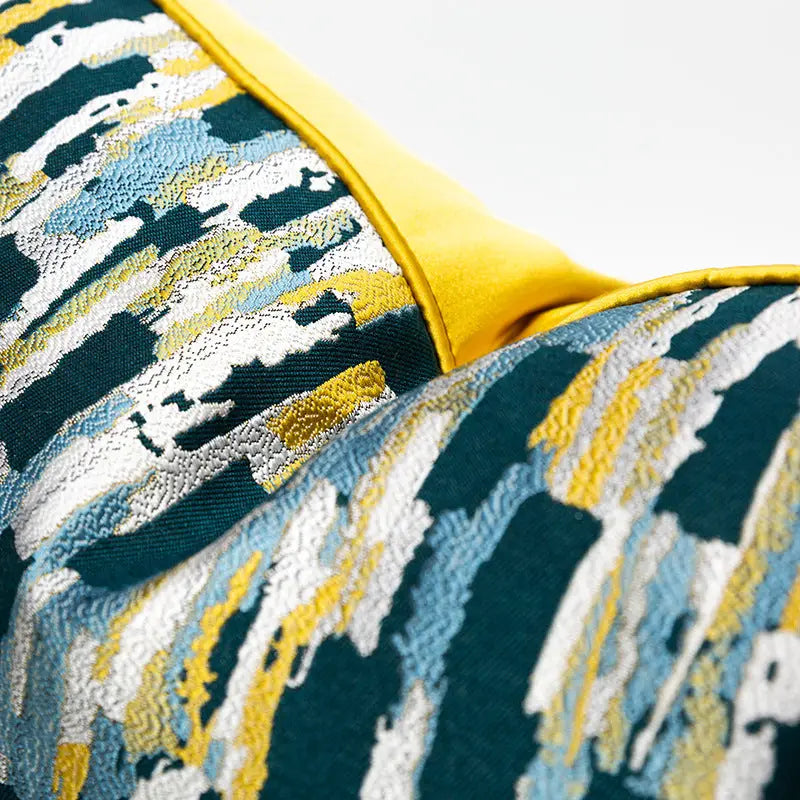 Green, Yellow and Silver Design Cushion Cover