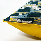 Green, Yellow and Silver Design Cushion Cover