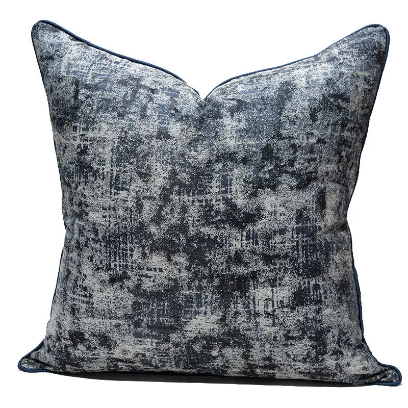 Navy and Silver Design Cushion Cove r - High Class Touch