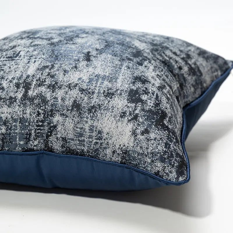 Navy and Silver Design Cushion Cove r - High Class Touch
