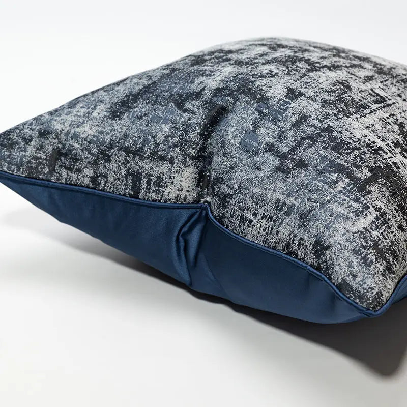Navy and Silver Design Cushion Cove r - High Class Touch