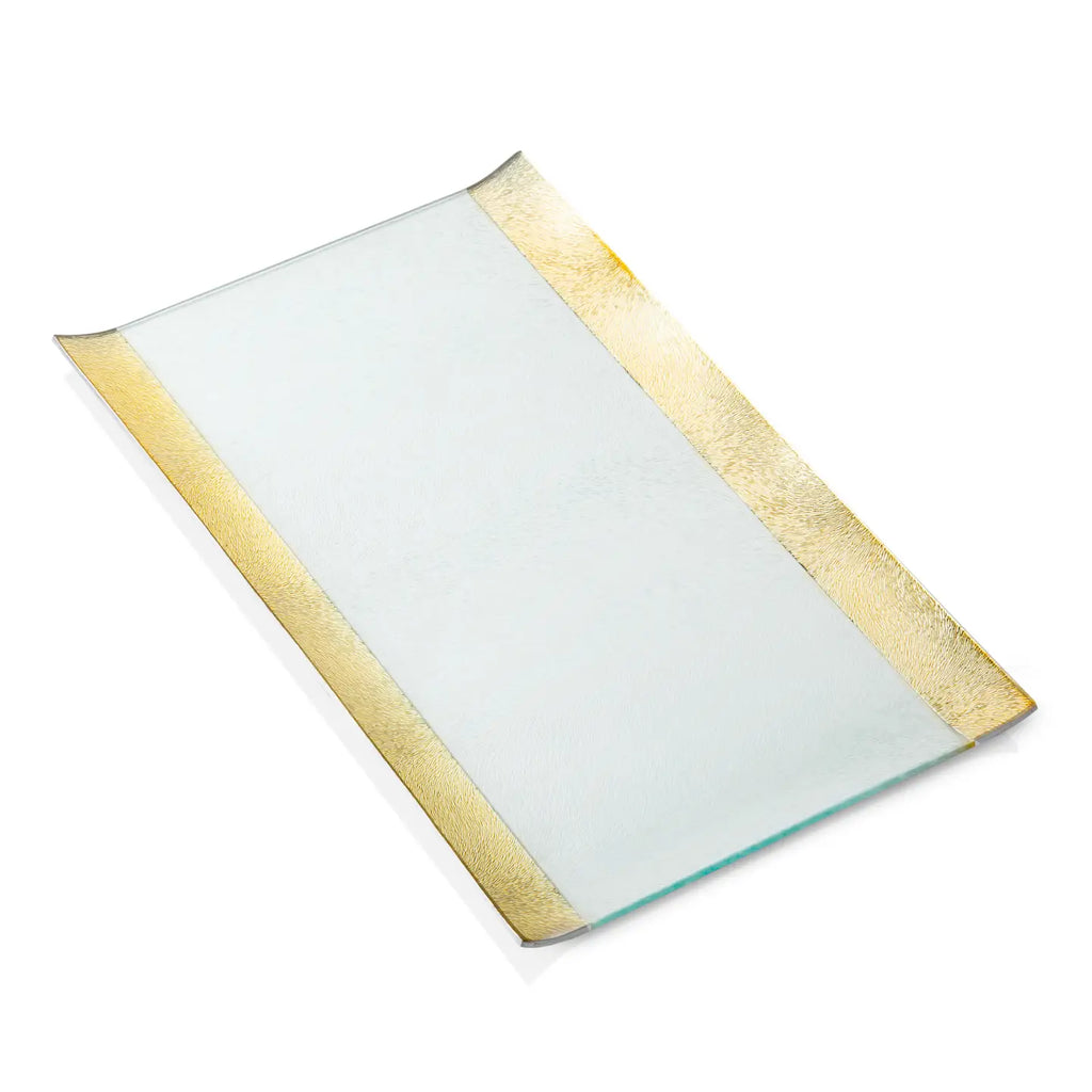 Glass Tray with Gold Border