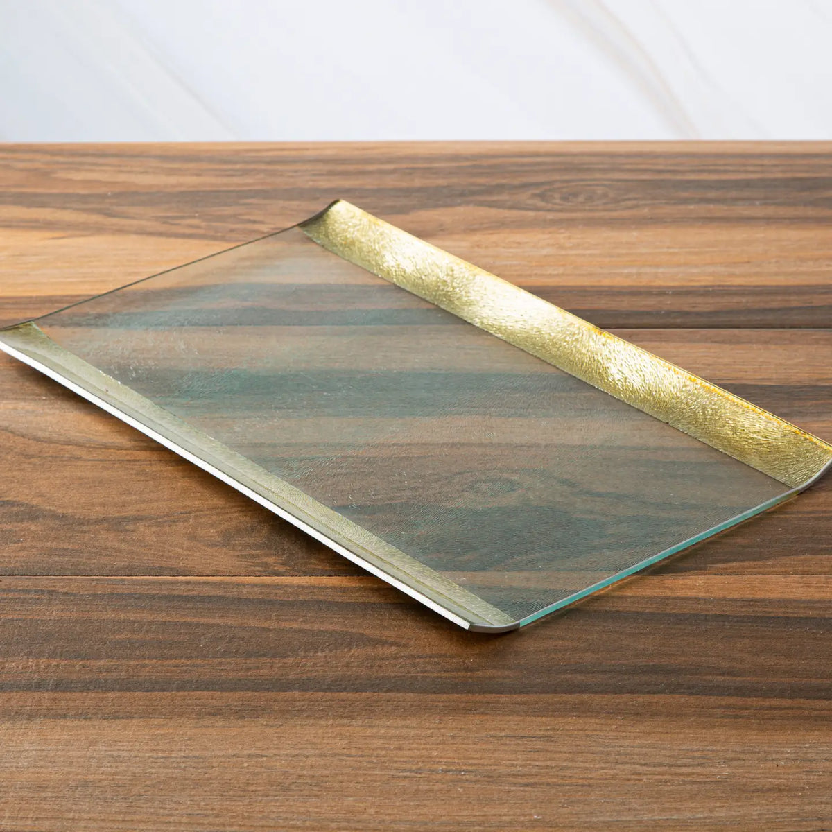 Glass Tray with Gold Border