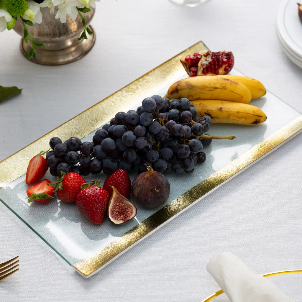 Glass Tray with Gold Border