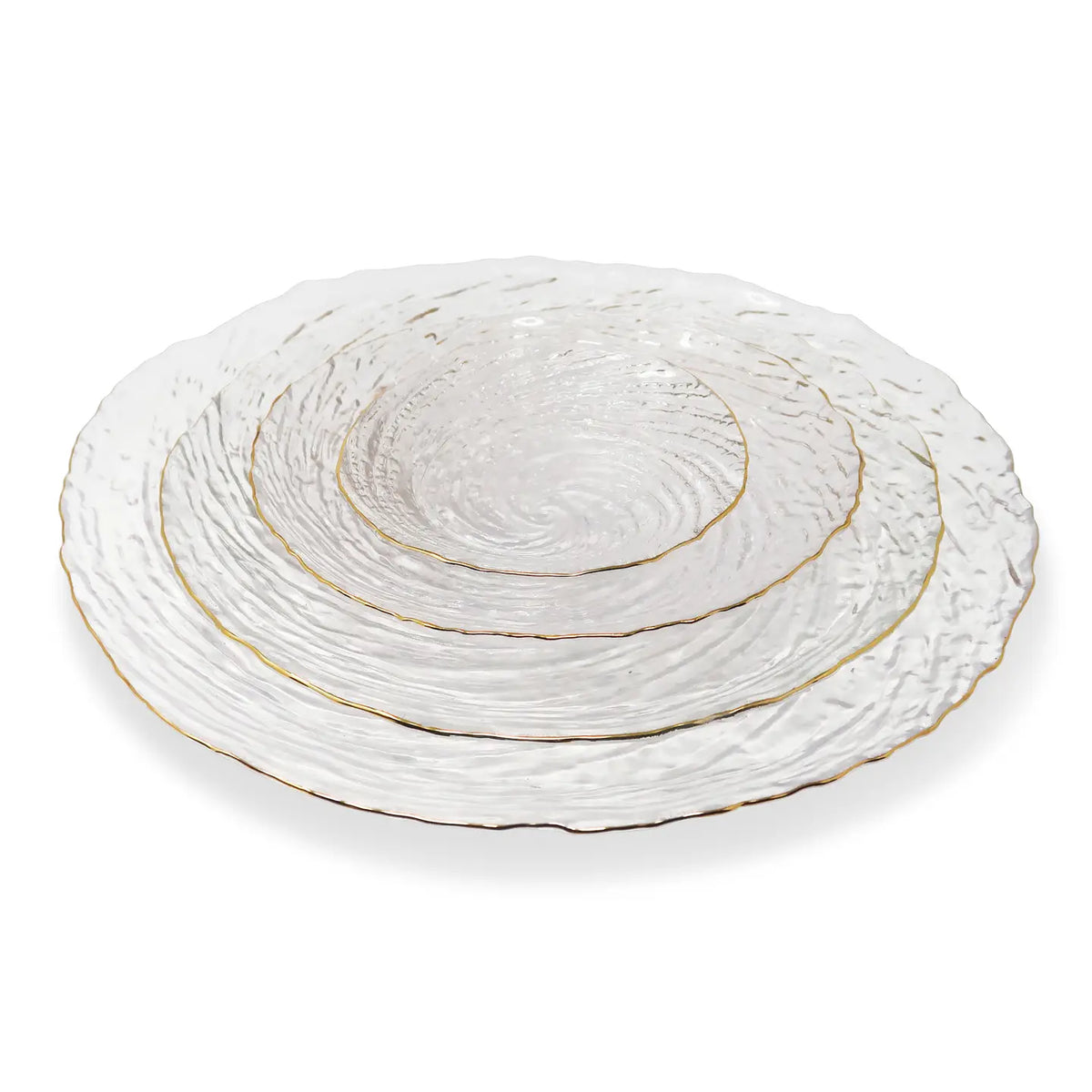 Set of 4 Glass Plates with Gold Rim