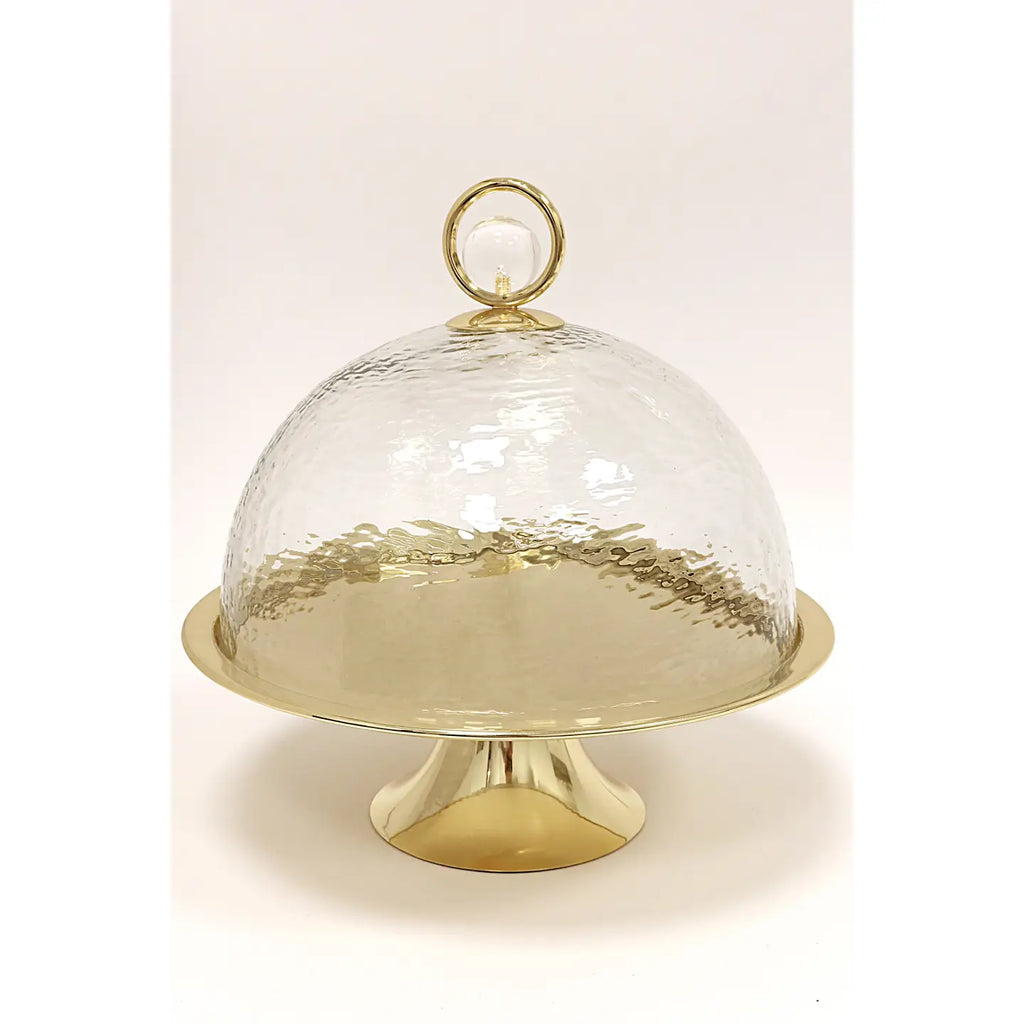 Cake Dome Gold with Clear Ball Knob - 11"-High Class Touch