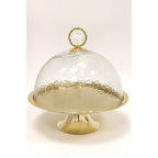 Cake Dome Gold with Clear Ball Knob - 11"-High Class Touch