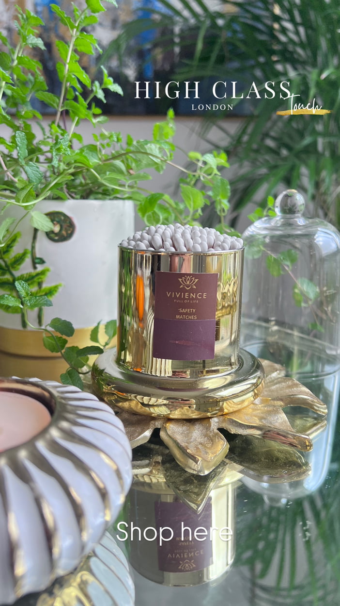Match Holder Jar and Dome with Gold/Smoked Base-High Class Touch