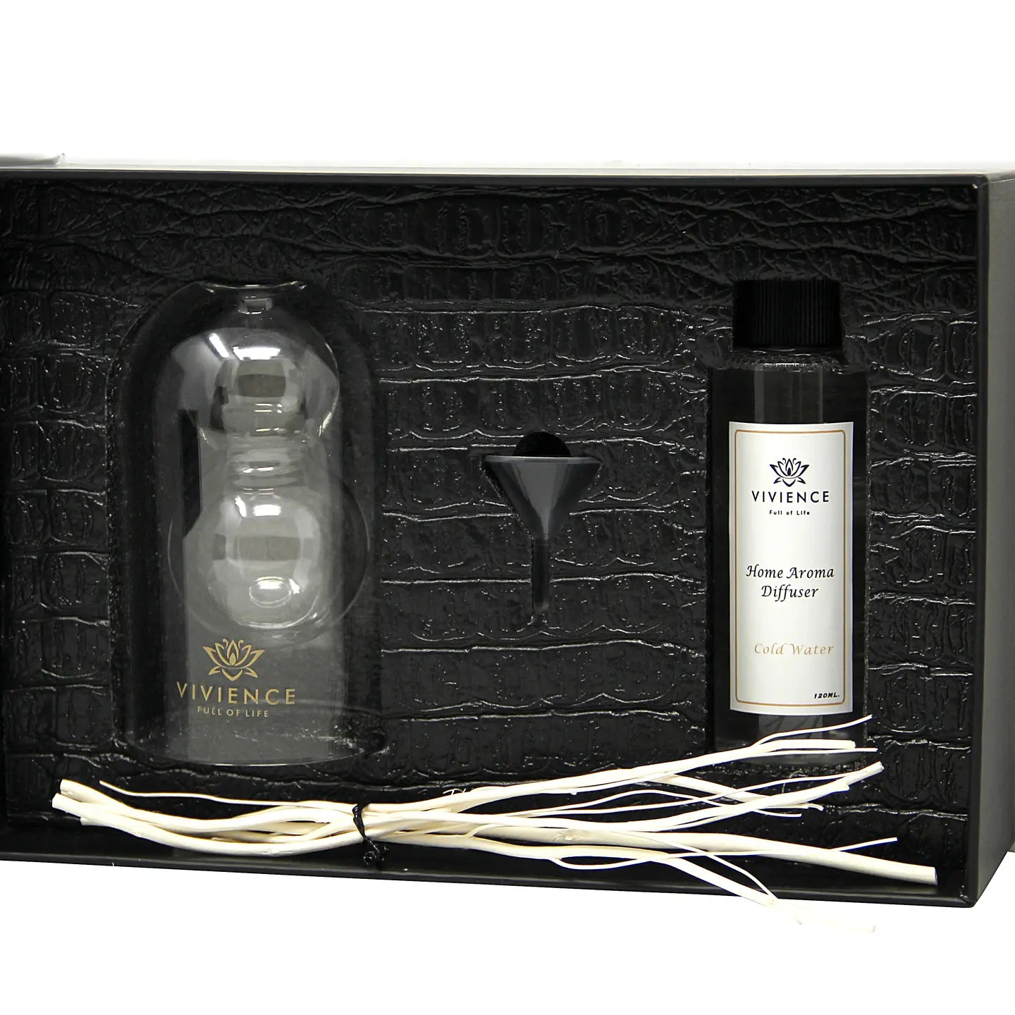 Clear Reed Diffuser with White Circular Inlay