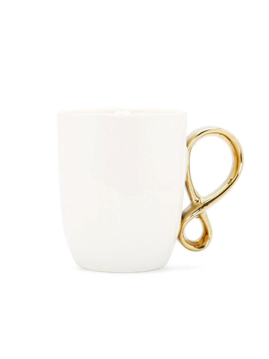 White Porcelain Tea Mug with Gold Handle