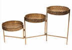 3 Tier Metal Platter Stand - Antique Rustic Gold-High Class Touch