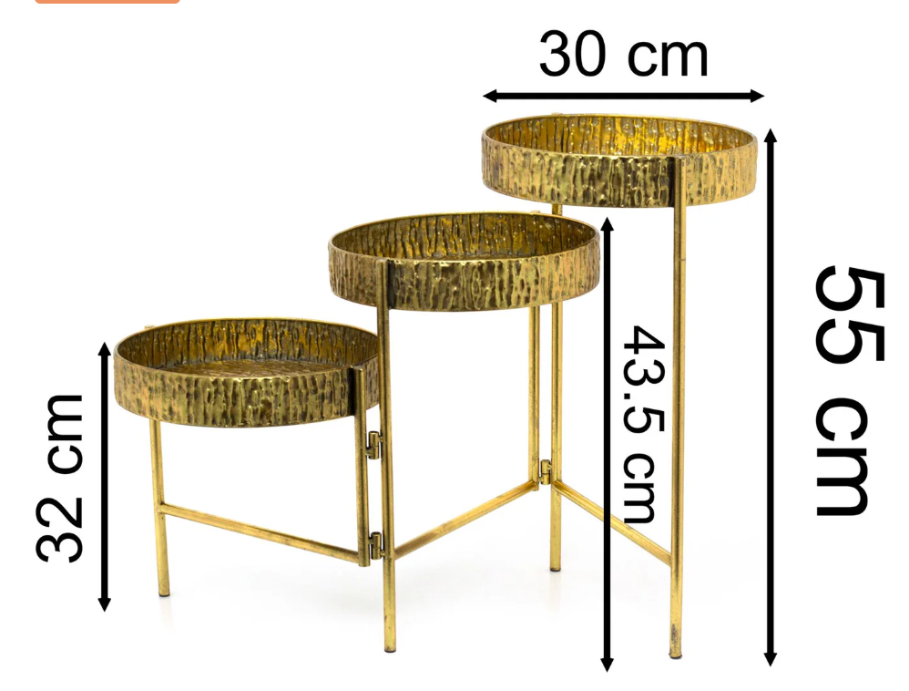 3 Tier Metal Platter Stand - Antique Rustic Gold-High Class Touch