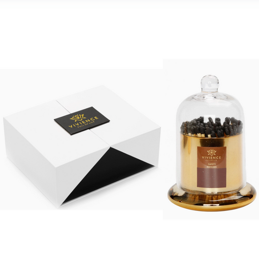 Match Holder Jar and Dome with Gold/Smoked Base