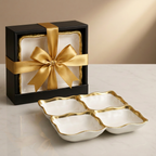 Porcelain White Relish Dish with Gold Rim - High Class Touch