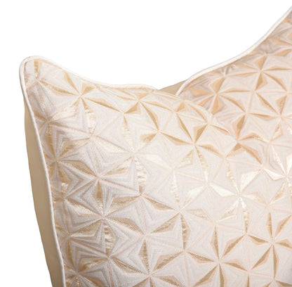 Beige Gold Geometric Design Cushion Cover 45x45cms High Class Touch 