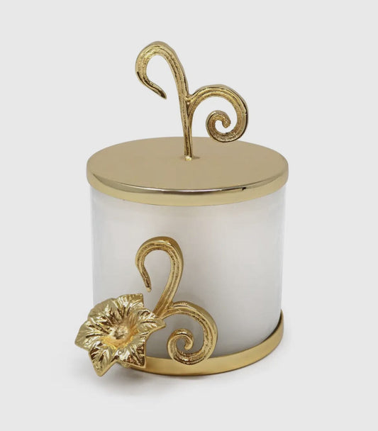 Candle Holder with Gold Flower or Lotus Design Candle Holders High Class Touch - Home Decor Flower Design 