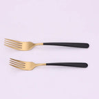 Coloblock 20 Pc Flatware Set with Black Handles, Service 4 Cutlery High Class Touch - Home Decor 