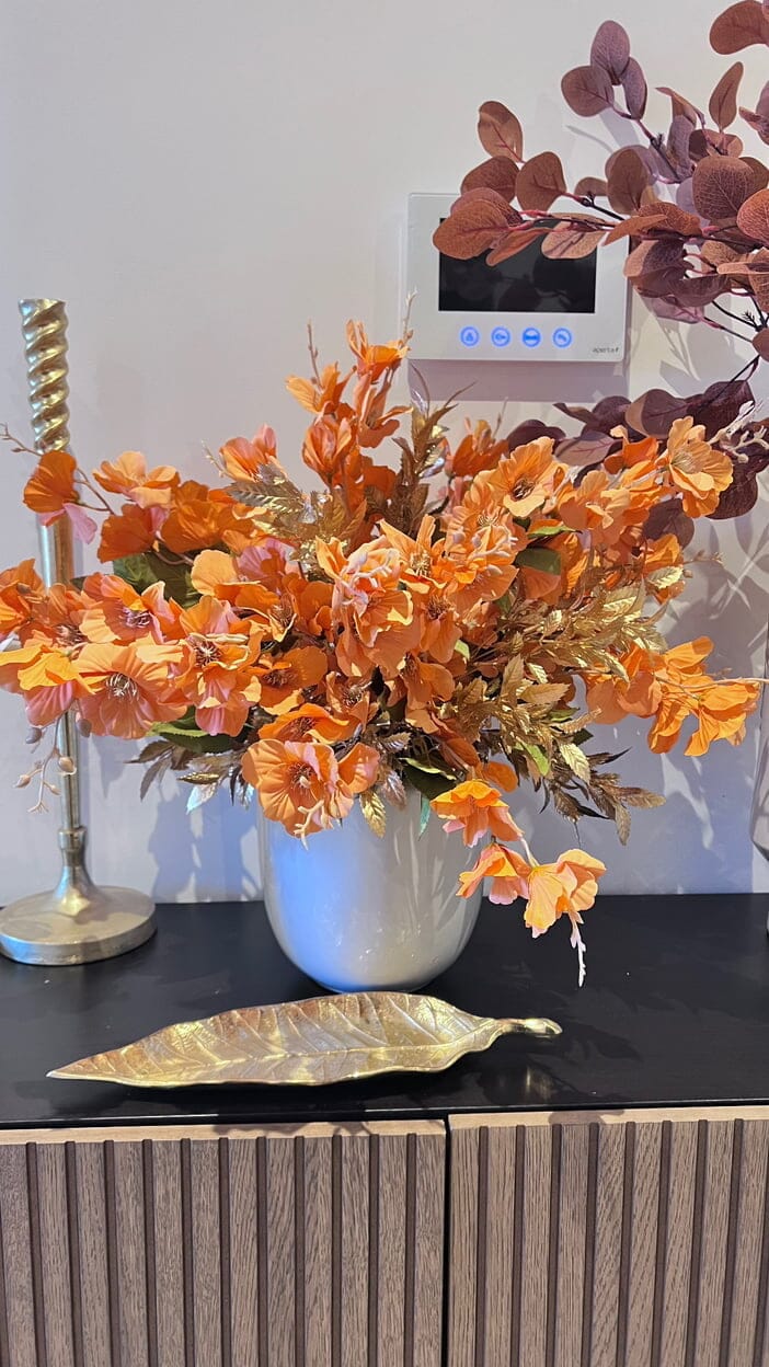 Faux Autumnal Narcissus Magnolia arrangement Artificial Flora High Class Touch - Home Decor 