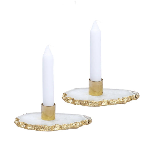 Flat Agate Stone Candle Stick Holder Candle Holders High Class Touch - Home Decor 