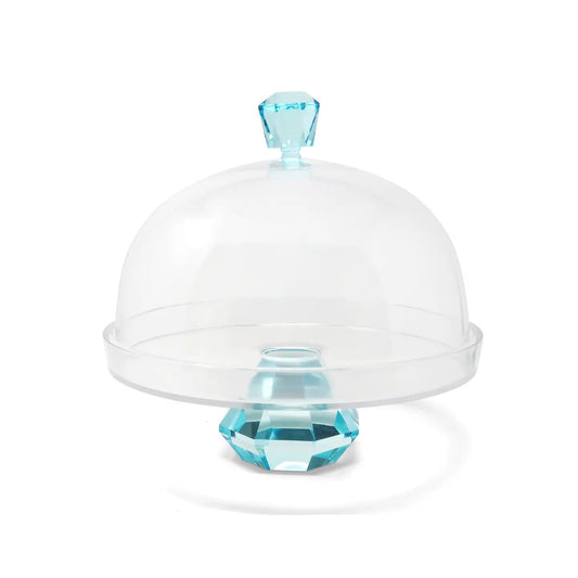 Glass Cake Dome with Colored Diamond Base and Knob, 13"D Cake Stands High Class Touch - Home Decor 
